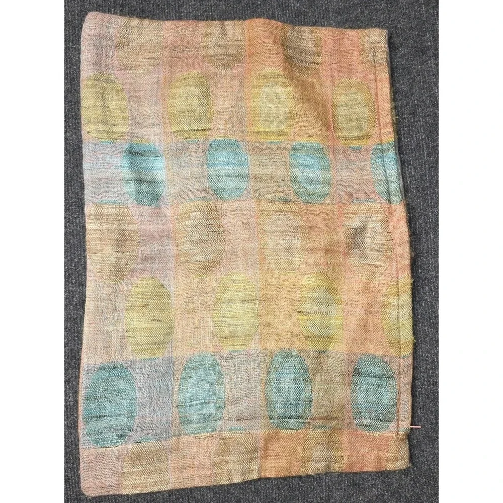 Crate and Barrel Sutro Throw Pillow Cover Linen Silk Cotton 22x15 in Multicolor